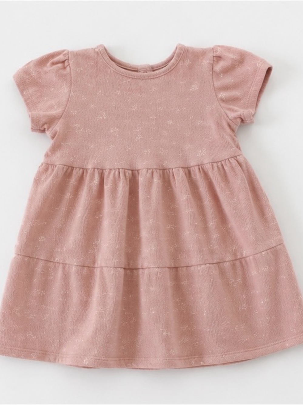 H&M Girls 2T Dusty Pink Floral Tiered Short Sleeve Dress